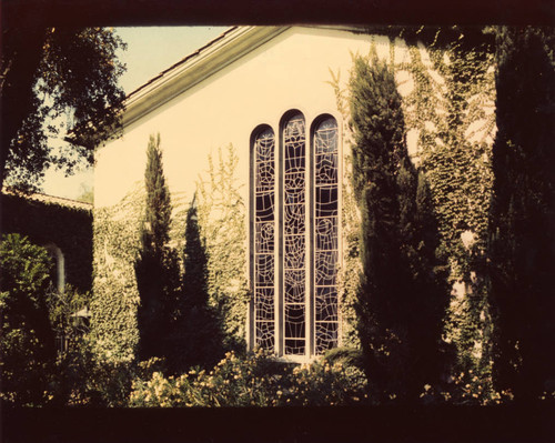 Exterior of Alphabet Window of Denison Library, Scripps College