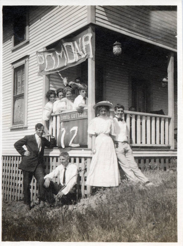 Students on a porch, Pomona College