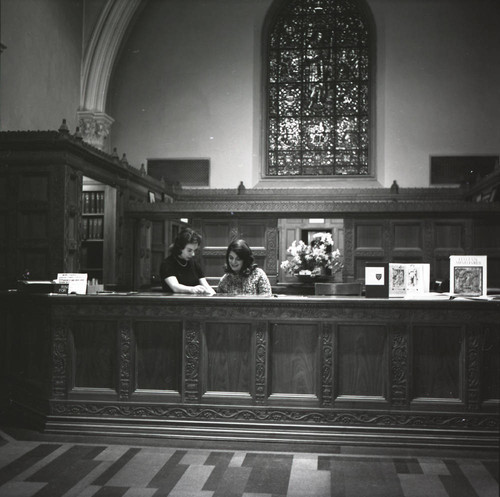 Denison staff members at Denison Library, Scripps College