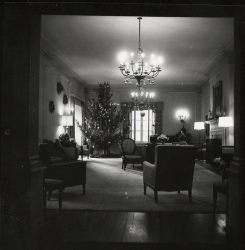 Browning Living Room at Christmastime, Scripps College