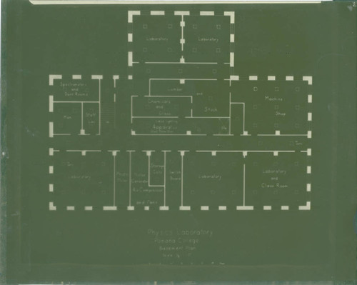 Proposed physics building basement plan, Pomona College