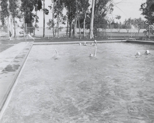 Students swimming, Scripps College