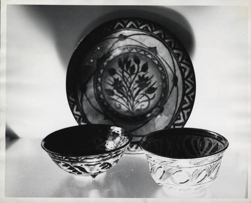 Ceramic bowls and plate, Scripps College