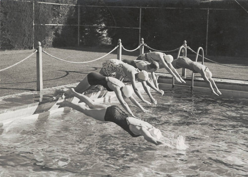 Students diving, Scripps College