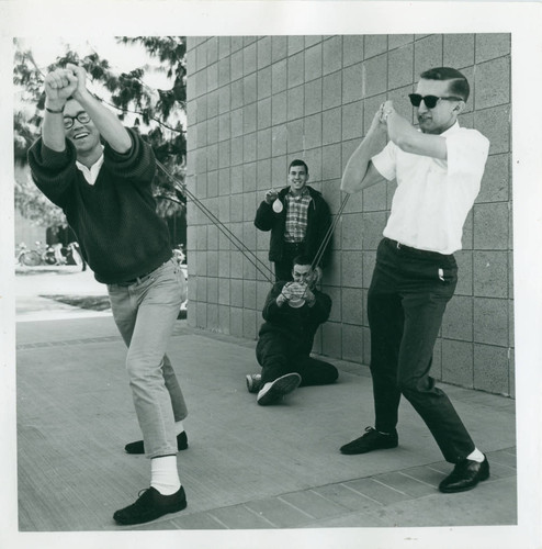 Water balloon slingshot, Harvey Mudd College