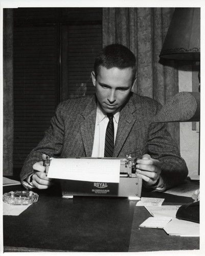 Student typing, Pomona College