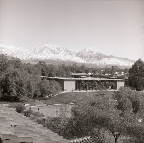 West Hall and mountains, Harvey Mudd College