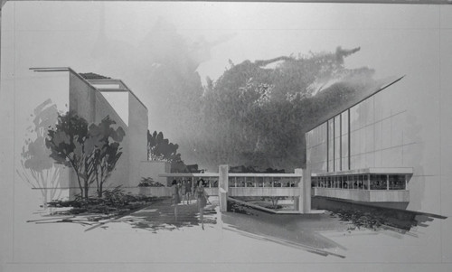 Architectural rendering of Honnold and Seeley W. Mudd Libraries