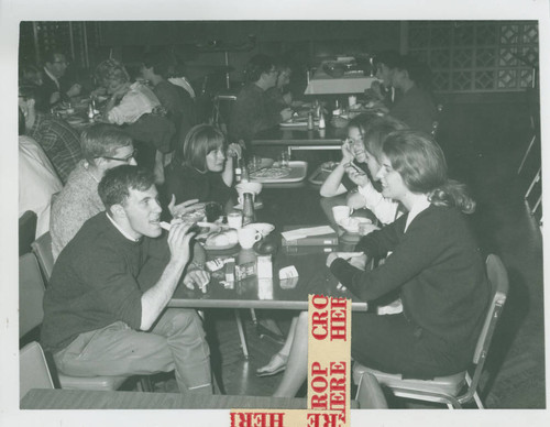 Students in cafeteria, Harvey Mudd College