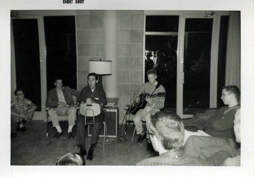 Student singing, Harvey Mudd College