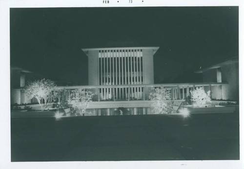 Sprague Library and Libra Complex at night