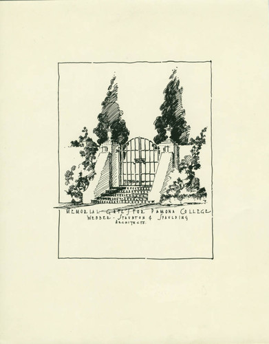 Memorial Gate drawing, Pomona College