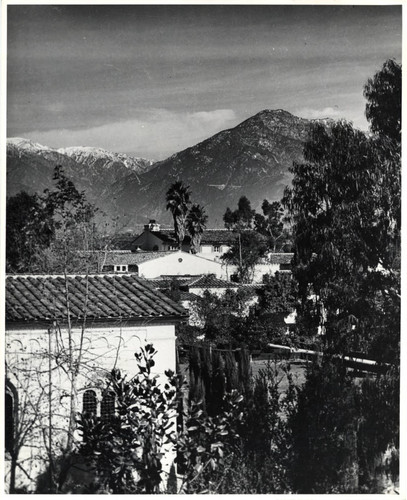 Toll Hall and mountains