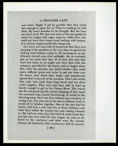 A page from the book, A Frontier Lady