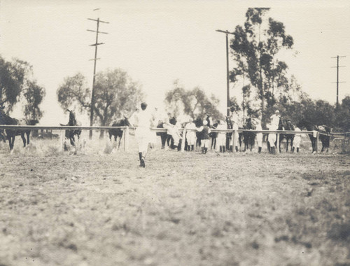 Students with horses, Scripps College