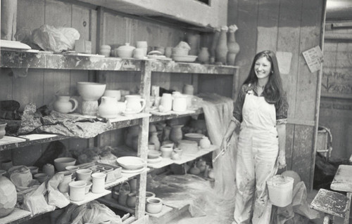 Woman with ceramics, Scripps College