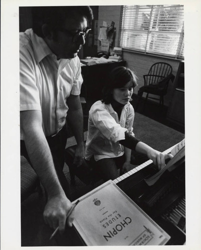 Piano student with professor, Scripps College