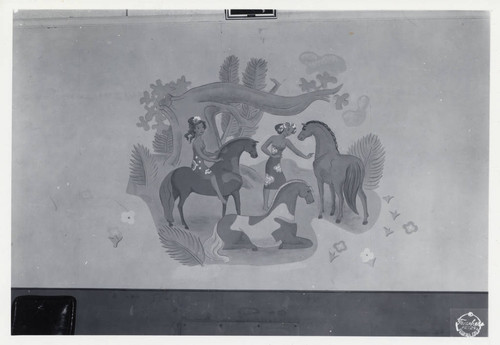 Painting of women with horses, Scripps College