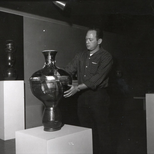 Man with ceramic vase, Scripps College