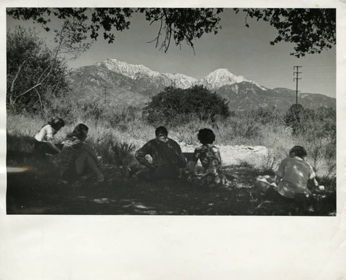 Scripps college students by Mount Baldy