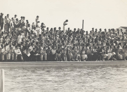 Spectators at pool, Scripps College