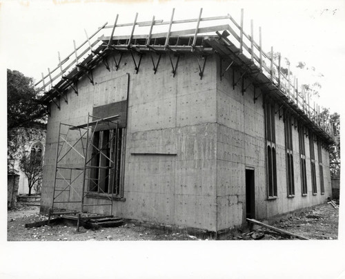 Wood skeleton of Drake Wing of Denison Library, Scripps College