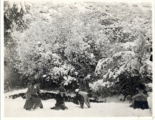 Pomona College Students Playing in Snow