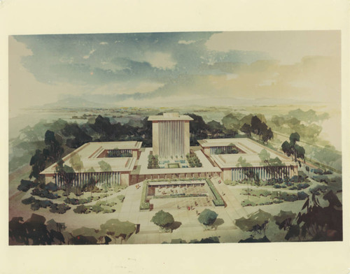 Sprague Library artistic rendering, Harvey Mudd College