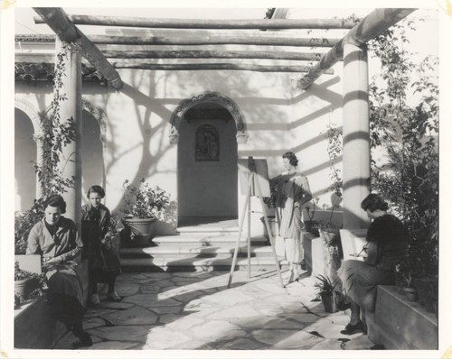 Students painting, Scripps College