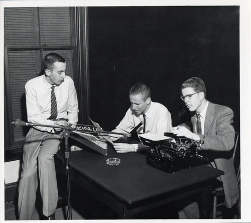 Students broadcasting on KSPC radio, Pomona College