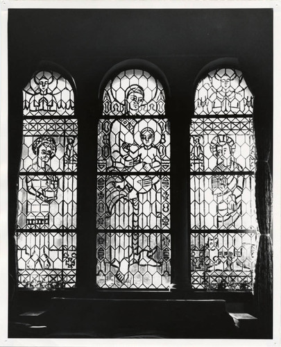 Stained glass in Dorsey Hall living room, Scripps College