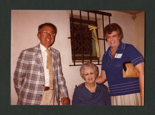 Dorothy Drake, Tyrus and Lois Harmsen at Denison Library's 50th birthday celebration, Scripps College