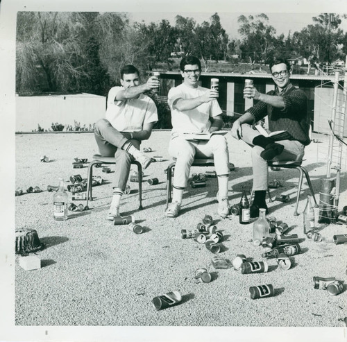 Beer cans on dorm roof, Harvey Mudd College