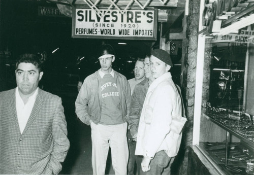 Students on street, Harvey Mudd College