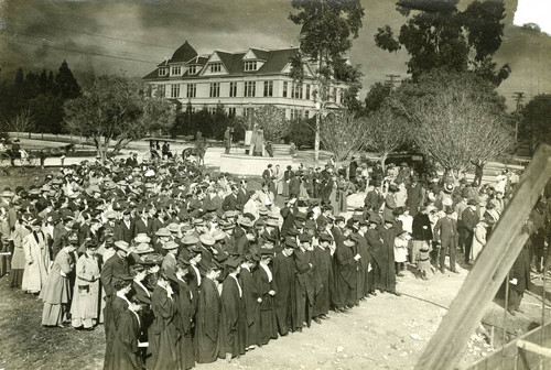 Carnegie Hall Library cornerstone laying ceremony, Pomona College