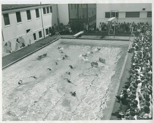 Swimming at Memorial Gym, Pomona College