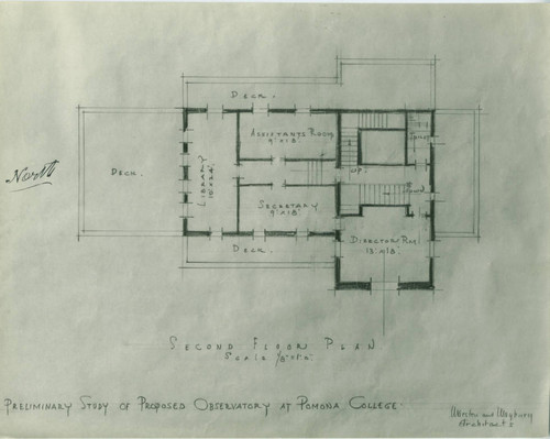 Floor plan for Brackett Observatory, Pomona College