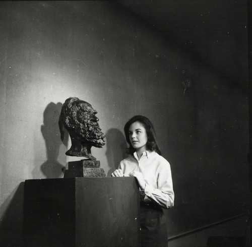 Woman with sculpture, Scripps College