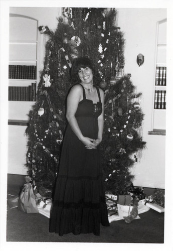 Student with Christmas Tree, Scripps College