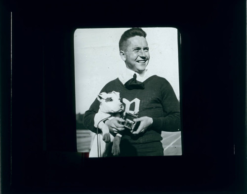 Darsie L. Darsie with dog, Pomona College