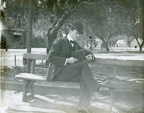 Student with book, Pomona College