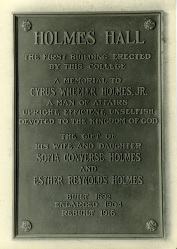 Holmes Hall plaque, Pomona College