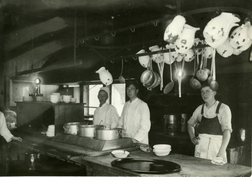 Dining hall kitchen, men, Pomona College