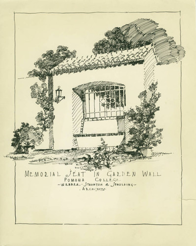 Memorial Seat drawing, Pomona College