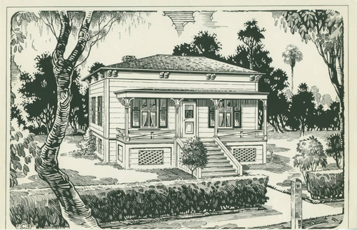 Ayer Cottage sketch, Pomona College