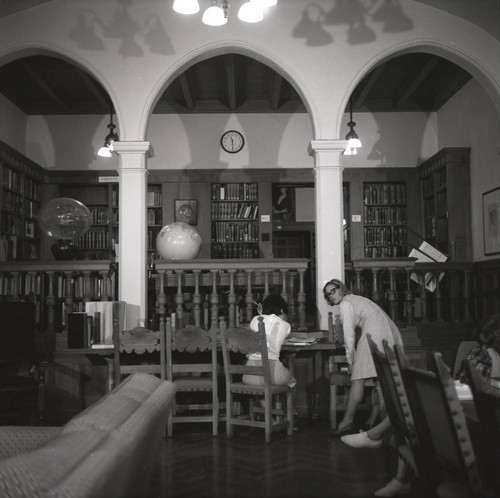 Studying in Holbein Room of Denison Library, Scripps College