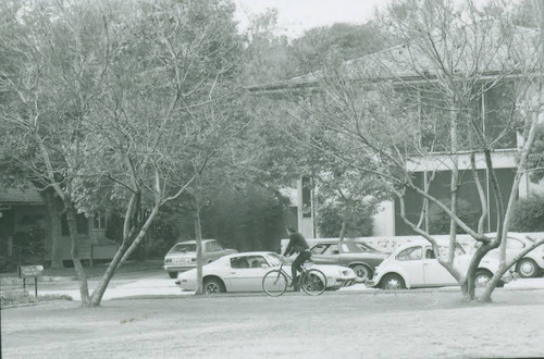 Cars parked in front of the Jagels Building