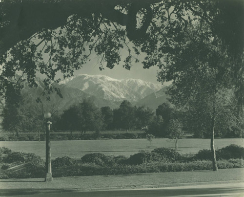 Marston Quadrangle and San Gabriel Mountains, Pomona College