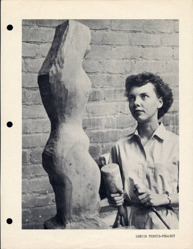 Woman with chisel, Scripps College