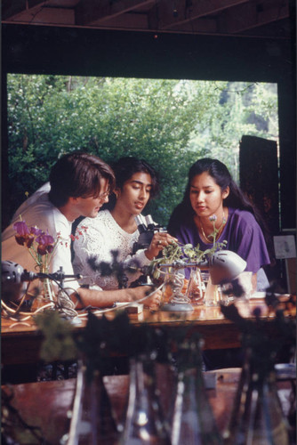 Biology students with plants, Scripps College